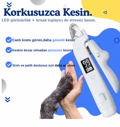 Profesyonel 2’si 1 Arada LED Pet Tırnak Kesici ve Törpü